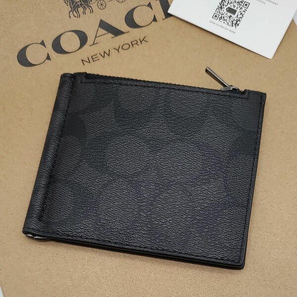 新品　COACH　マネークリップ　折り財布　