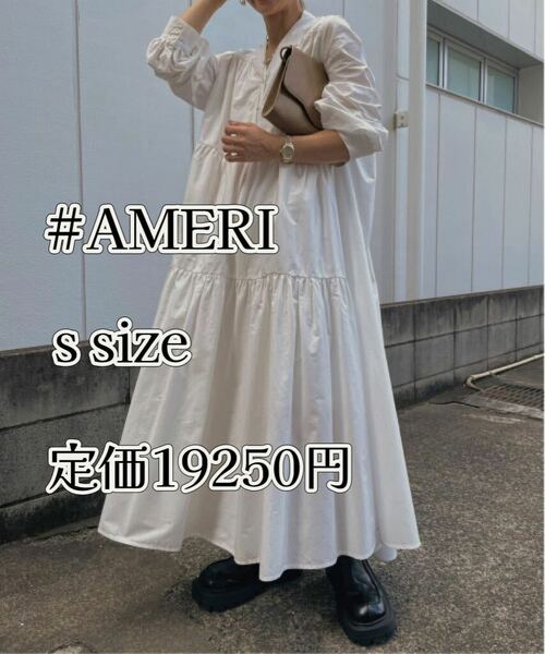 札なし訳あり】新品未使用品AMERIvintageアメリビンテージBACK CAPE SHIRTS DRESS長袖シャツワンピース春服ロング即完売トレンド白ホワイト