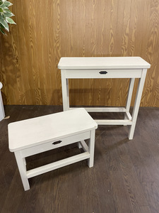 13692-00★希少★imane/イマン 木製テーブル 大小セット アンティーク コレクション ホワイト 白 家具★