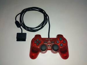 動作品 PS2 コントローラー クリムゾンレッド SONY SCPH10010 正規品 赤 RED デュアルショック2 スケルトン クリア プレイステーション2