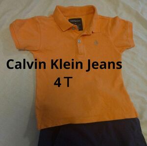 Calvin Klein Jeans 半袖 ポロシャツ オレンジ 100センチ 4T 子供服 キッズ 男の子