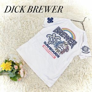 【ディックブリューワー】半袖 Tシャツ ラインストーン ロゴ ホヌ 花 サーフ