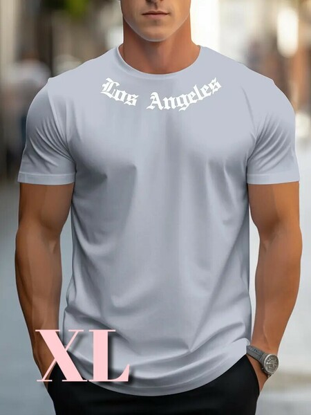 【Tシャツ】新品・未使用　XLサイズ《Los Angeles》ライトグレー　グラフィックT　とても柔らかい素材です