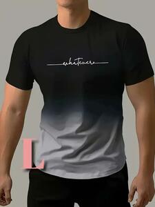 【Tシャツ】新品・　Lサイズ《グラデーショングレー》グラフィックT　サラサラ素材