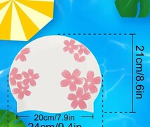 【プールに映える！】スイムキャップ花柄《サクラ》swimming cap　柔らかシリコン素材　白×ピンク_画像3