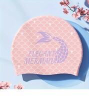 【プールに映える！】スイムキャップ花柄《マーメイド》swimming cap　柔らかシリコン素材　ピンク_画像1