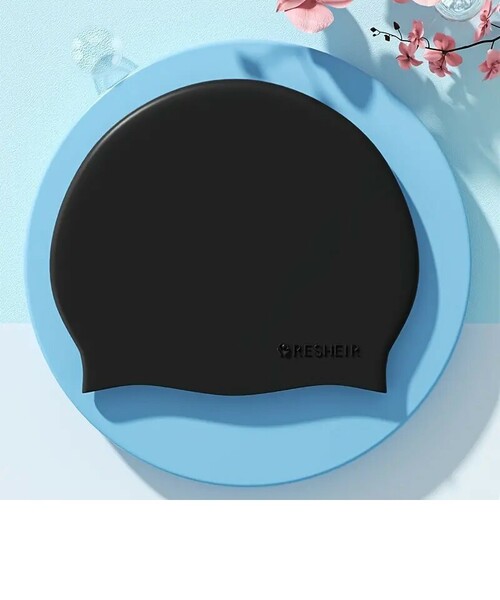 【シリコンswimcap】無地のスイムキャップ 《定番》上質素材　黒 ブラック