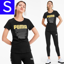 PUMA ゴールドロゴ オーバーサイズ 半袖 Tシャツ 黒 Sサイズ レディース 女性用 プーマ 金色_画像2