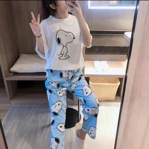  summer new work pyjamas room wear pretty short sleeves Snoopy 