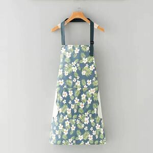 新品　エプロン　手拭き付き　ポケット付き　可愛い　葉っぱ　花柄　トロピカル　防水　前掛け　調整できる　DIY キッチン用品　