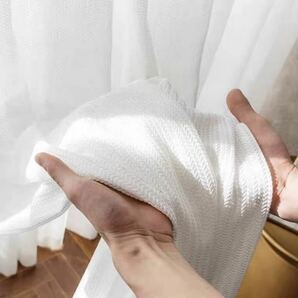 ミラーレースカーテン 白色 厚手 2枚組 特売り 即発送 透けない 遮像 UVカット 幅100＊丈185cm 洗える フックタイプの画像6