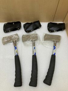 HY1397 未使用保管品　シルキーサテン仕上げ　オノ 薪割り アウトドア 斧 ケース付き 3点まとめ　現状品　0509