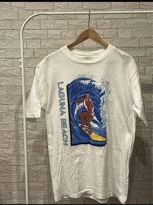 ONEITA 半袖 Tシャツ Lサイズ ヴィンテージ LAGUNA BEACH ホワイト オニータ ラグーナ ビーチ サーフィン