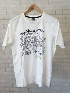 HANG TEN 半袖 Tシャツ Lサイズ ホワイト プリント マップ 地図 ハンテン