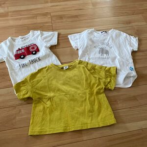 Tシャツ 半袖Tシャツ 女の子 ホワイト 子供服 半袖 ベビー服　95センチ　消防車　moz 