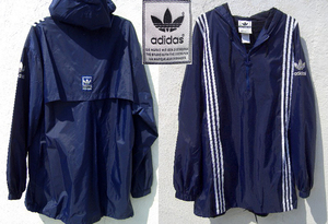 †80S 90S adidas Vintage DESCENTE 希少 銀タグ アディダス ヴィンテージ プルオーバー ハーフジップトップ ナイロンパーカー 骸骨 極美