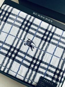 新品未使用◆BURBERRY バーバリー　ノバチェック　タオルケット　ブルー　140 x 200cm 綿100％　西川産業　日本製
