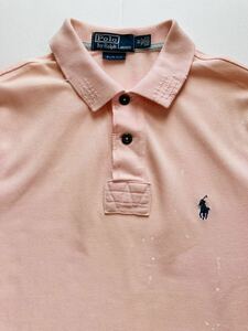 Polo Ralph Lauren ポロラルフローレン　鹿の子　半袖ポロシャツ　ヴィンテージ加工 ダメージ 加工 リメイク加工　サイズM SLIM FIT
