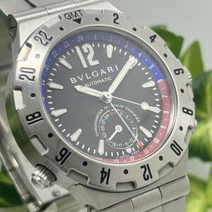 BVLGARI Diagono Professional GMT Автоматическая дата Подлинное дыхание Безель Вращение Нормальные Винтовые Нормальные Часы