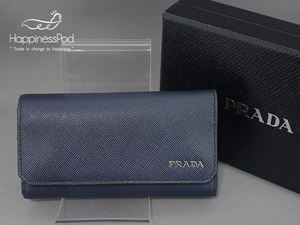 PRADAプラダ　キーケース　6連フック　ネイビー　直営カード　良品