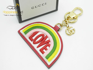  Gucci GUCCI key holder GG LOVE Rainbow PVC× leather × fiber × metal material multicolor free shipping 