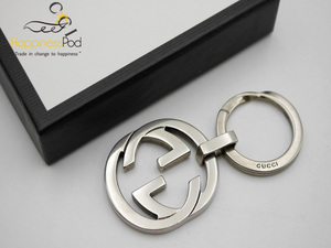  Gucci GUCCI Inter locking key ring metal material silver free shipping 