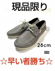 ザラクラシック　レザー　デッキシューズ　モカシン　グレー　28cm 現品限り