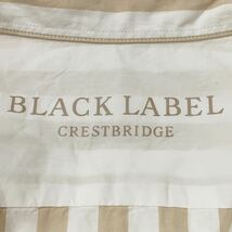 希少L!ブラックレーベルクレストブリッジ BLACK LABEL CRESTBRIDGE 半袖 ボタンダウン シャツ ストライプ ホワイト×ベージュ ロゴ刺繍_画像9