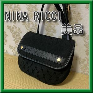 本日限定お値下げ美品☆NINA RICCI ニナリッチ ミニショルダーバッグ ブラックキャンバス