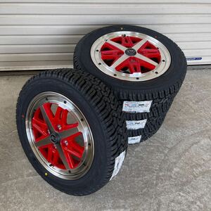 RX2◆ヨコハマジオランダーX-AT◆155/65R14◆ハイゼットエブリィアトレーアクティデリカミニスペーシアギア4本セット　レッドポリッシュ