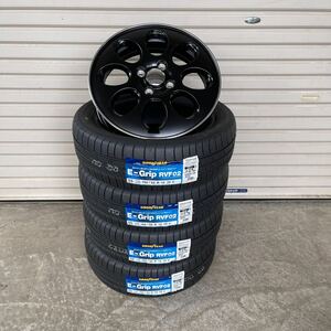 ララパームオーバル◆ グッドイヤーRVF02◆ 165/55R15 NBOXワゴンRタントムーヴスペーシアアルトキャンパスミライース　軽自動車　ブラック