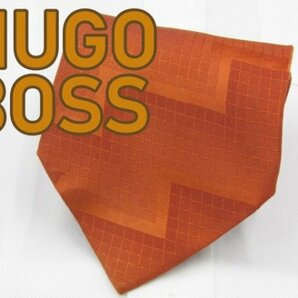 【大谷翔平がアンバサダーを務める ボス】 OC 559 ヒューゴボス HUGO BOSS ネクタイ オレンジ系 チェック ジャガードの画像1