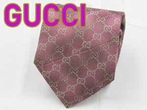 【グッチ】 OC 569 グッチ GUCCI ネクタイ ピンク系 チェック ブランドロゴ ジャガード