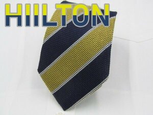 【ヒルトン】【ジャパンプライド】 OC 625 ヒルトン HILTON ネクタイ 黄系 紺系 ストライプ ジャガード