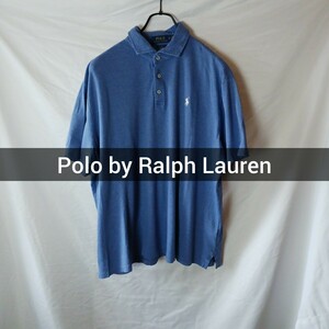 Polo by Ralph Lauren ポロシャツ XL ブルー コットン ラルフローレン 半袖ポロシャツ 無地 古着 アメカジ ポニー ポロラルフローレン