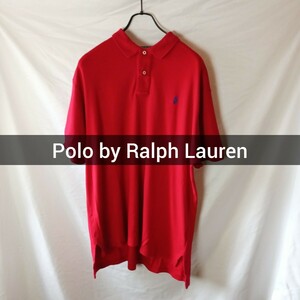 Polo by Ralph Lauren ポロシャツ L レッド コットン ラルフローレン 半袖ポロシャツ 無地 古着 アメカジ ポニー ポロラルフローレン