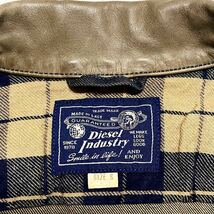 未使用級/Lサイズ相当●DIESEL ディーゼル デニムジャケット ブルゾン Gジャン ストレッチ レザー切替 カーフレザー 牛革 ワッペン ロゴ_画像10