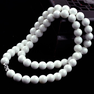 １円～高級天然石 White Beads☆ネックレス☆8mm 金運 45cm パワーストーン 高品質 プレゼント ホワイト 新品