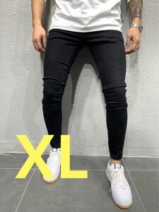 【XL】ブラック　スキニー　デニム　ストレッチ　ジーパン　パンツ　ストリート