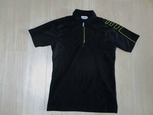 アディダス　ゴルフ adizero・ハーフジップ半袖シャツ・黒色・サイズS