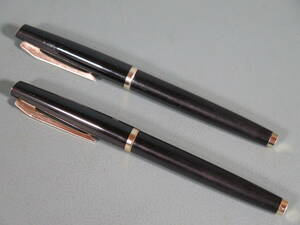 【筆記未確認】万年筆⑤ PILOT 2本セット E-200/SUPER200 ブラック×ゴールド HI25/EE26 ペン先 14K-585 SOFT★パイロット スーパー 黒×金