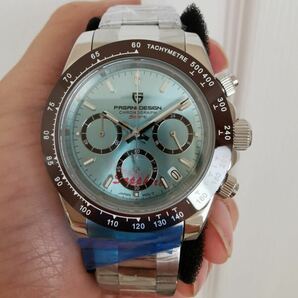 パガーニデザイン 腕時計 クロノグラフ デイトナオマージュ　アイスブルー　クォーツ　VK63