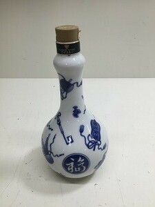 ◇SUNTORY サントリー 白州 ピュアモルト ウィスキー 有田焼 染付宝尽し 福 文柑子口瓶 陶器ボトル