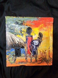 Art hand Auction Masai African painting oil painting, Painting, Oil painting, Nature, Landscape painting