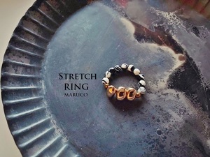 △MARUCO△RING380-1229カルシリカmonotone+GOLD*天然石の指輪 　STRETCH FREE RING　[送料無料]