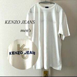 KENZO JEANS コットン100 白Tシャツ　クルーネック　刺繍