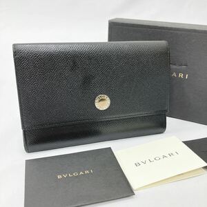 BVLGARI ブルガリ 三つ折り財布　レザー ブラック 黒 箱他付属　02-0417