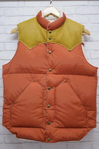 370[1 jpy ~]Rocky Mountain Featherbed Rocky mountain down vest leather nylon orange yellow balance is - moni -38