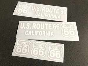 送料無料♪ US ROUTE66 CALIFORNIA ステッカー 白色 お得5枚セット ルート 世田谷ベース ハーレー アメ車 （文字変更可能）