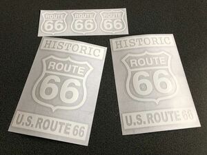 送料無料♪ US ROUTE66 HISTORIC 002 ステッカー 白色 お得5枚セット ルート 世田谷ベース ハーレー アメ車 （文字変更可能）